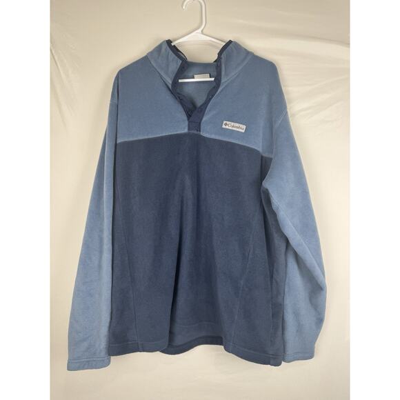 Men’s Columbia 1/4 Button Up Fleece Blue XXL - Picture 1 of 3